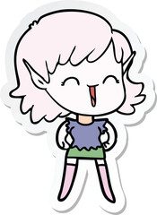 sticker of a cartoon elf girl