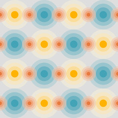 seamless pattern with circles, abstract vector art, colorful texture in yellow, orange and blue, abstract graphic ornament, repeating geometric patterm, ideal for fashion, textiles and paper design