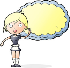 cartoon waitress with text space