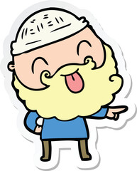 Obraz premium sticker of a man with beard sticking out tongue