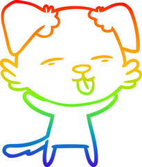 Obraz premium rainbow gradient line drawing cartoon dog sticking out tongue
