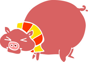 cartoon doodle fat pig