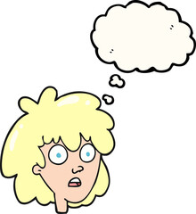 thought bubble cartoon female face