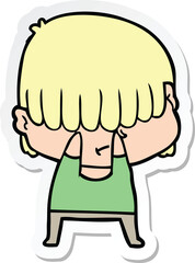 sticker of a cartoon boy with untidy hair