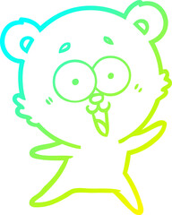 cold gradient line drawing laughing teddy  bear cartoon