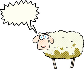 comic book speech bubble cartoon muddy sheep