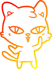 warm gradient line drawing cartoon cat