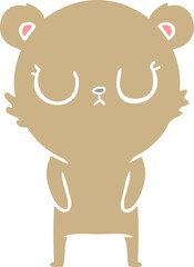 peaceful flat color style cartoon bear