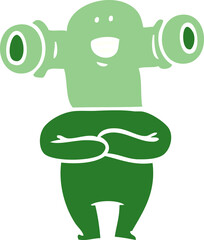 friendly flat color style cartoon alien