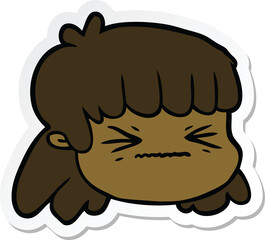 sticker of a cartoon female face