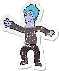 retro distressed sticker of a cartoon vampire man