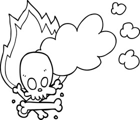 cartoon spooky burning bones