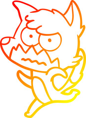 warm gradient line drawing cartoon annoyed fox
