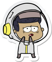 sticker of a cartoon tired astronaut