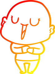 warm gradient line drawing happy cartoon bald man