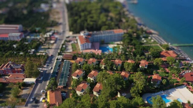 Beldibi Turkish City Aerial View, Tilt Shift Lens