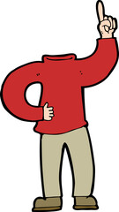 cartoon headless body with raised hand