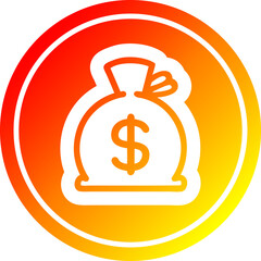 sack of money circular in hot gradient spectrum