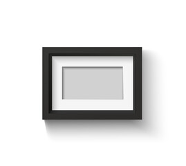 Black blank photo frame set. Vector empty pictures on wall. Square and rectangle art gallery poster