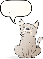 cartoon grumpy little dog with speech bubble