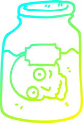 cold gradient line drawing cartoon head in jar