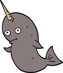 cartoon doodle narwhal © lineartestpilot