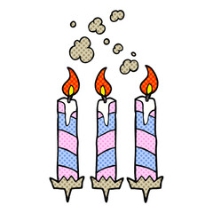 comic book style cartoon birthday cake candles