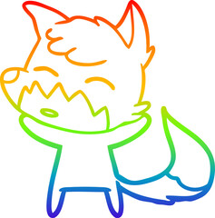 rainbow gradient line drawing cartoon fox
