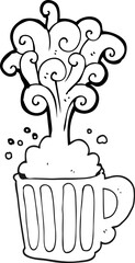 black and white cartoon exploding beer
