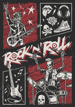 Rock and roll colorful flyer