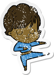 distressed sticker of a cartoon woman