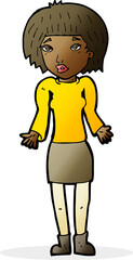 cartoon woman shrugging shoulders