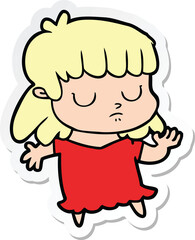 sticker of a cartoon indifferent woman