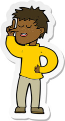 sticker of a cartoon man with idea