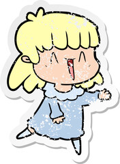 Obraz premium distressed sticker of a cartoon woman