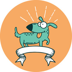 icon of tattoo style happy dog