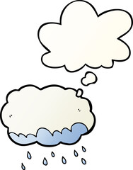 cartoon rain cloud and thought bubble in smooth gradient style