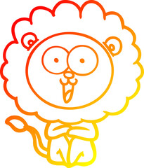 warm gradient line drawing happy cartoon lion