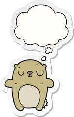 cartoon bear and thought bubble as a printed sticker