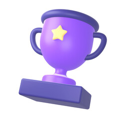 3d purple trophy cup winner champion icon for UI UX web mobile apps social media ads designs