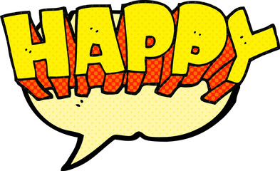 comic book speech bubble cartoon word happy