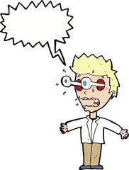 cartoon staring man with speech bubble