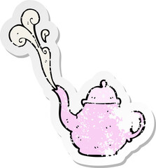 retro distressed sticker of a cartoon teapot