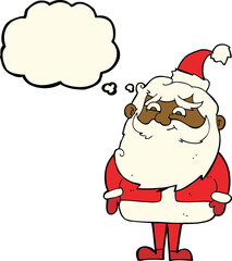 cartoon santa claus with thought bubble