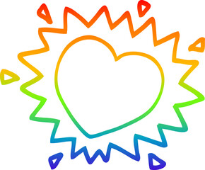 rainbow gradient line drawing cartoon flaming heart