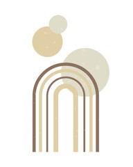 Boho style geometric design elements. Abstract shapes with texture. Modern aesthetic. Green organic wall decor, cover, print, card, branding designs.