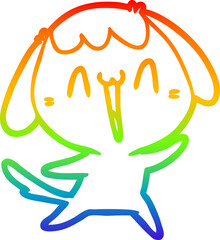 rainbow gradient line drawing cute cartoon dog