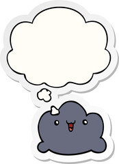 cartoon cloud and thought bubble as a printed sticker