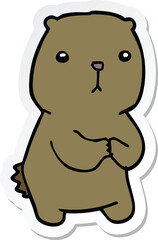 sticker of a cartoon worried bear