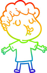 rainbow gradient line drawing cartoon man singing